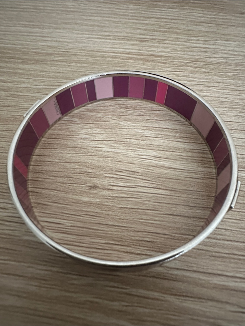 Vintage Y2K Coach Signature Script Enamel Bangle Bracelet Purple & Pink Stripes - Picture 8 of 11
